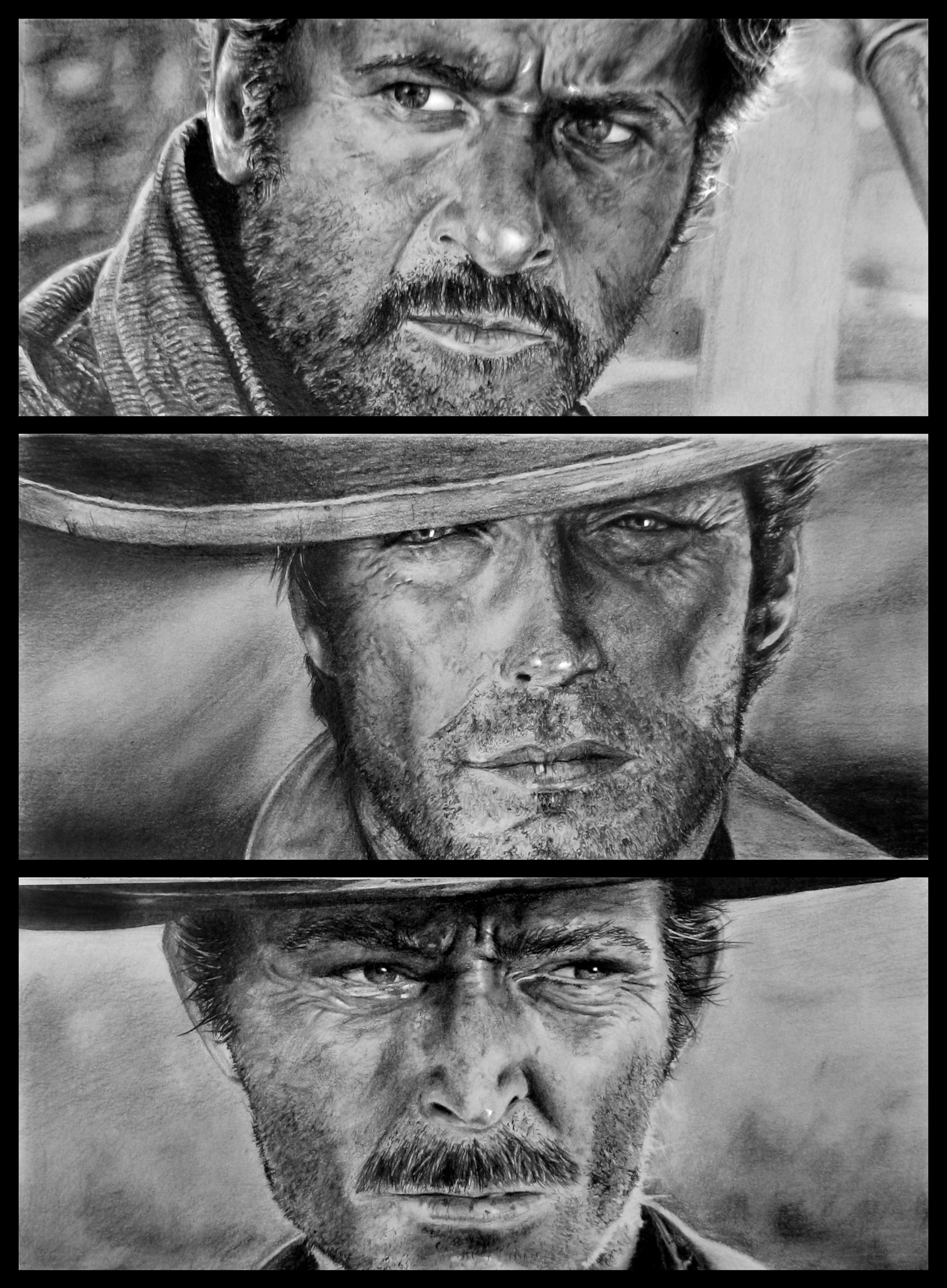 three cowboy portraits