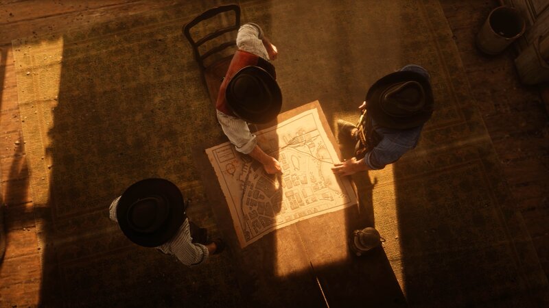 Three Cowboys at Table