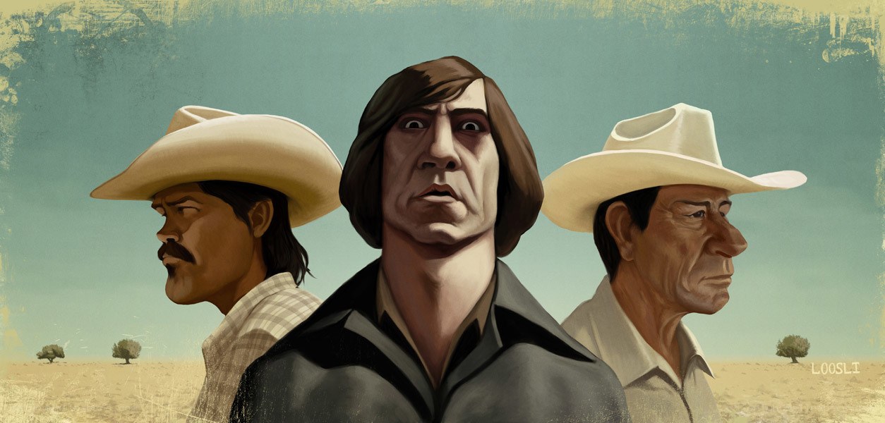 Three cowboys in a desert