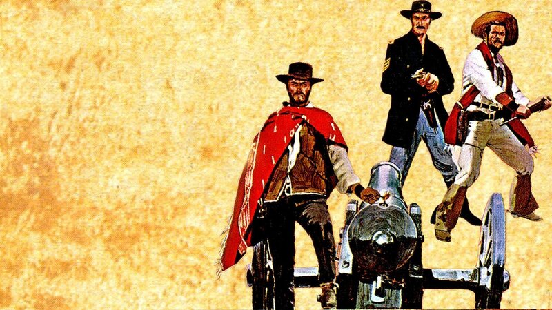 Three cowboys with cannon