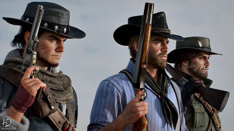Three Cowboys with Guns