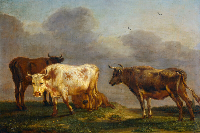 Three Cows in a Field — Green