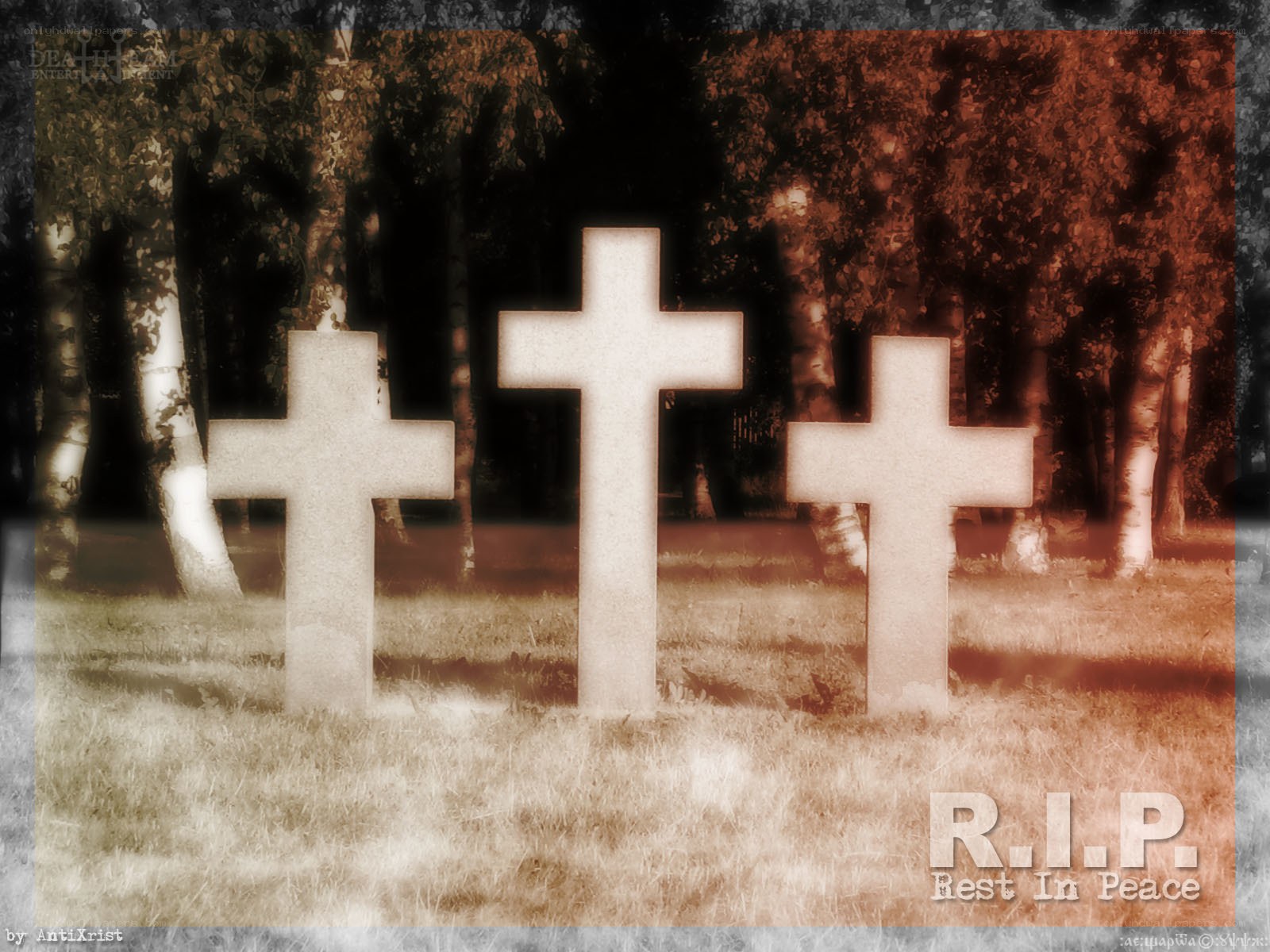 Three crosses in a cemetery
