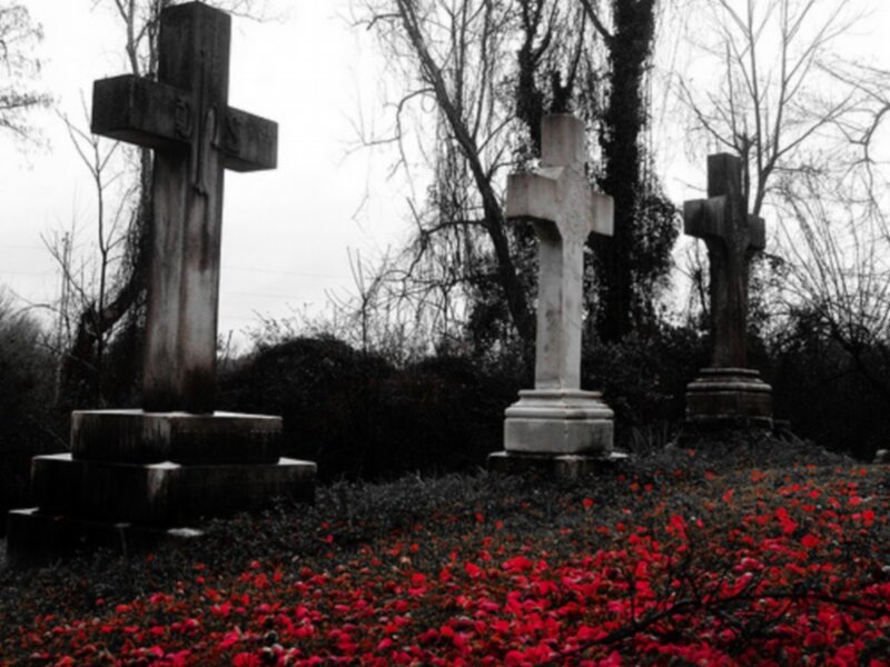Three Crosses in Cemetery