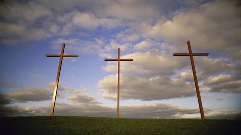 Three crosses on a hill
