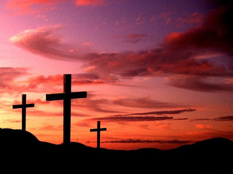 Three Crosses on Hill — Orange, Dramatic
