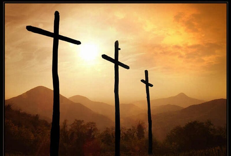 Three Crosses on Hill — Orange