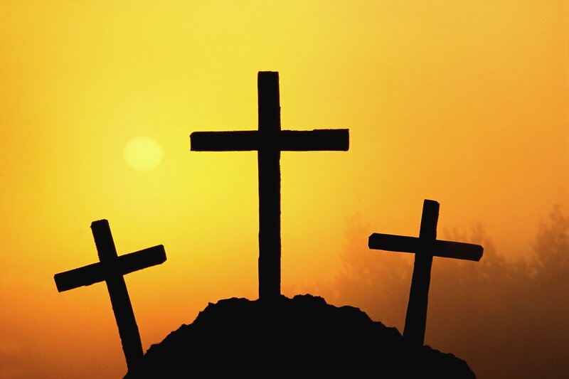 Three Crosses on Hill — Yellow, Dramatic