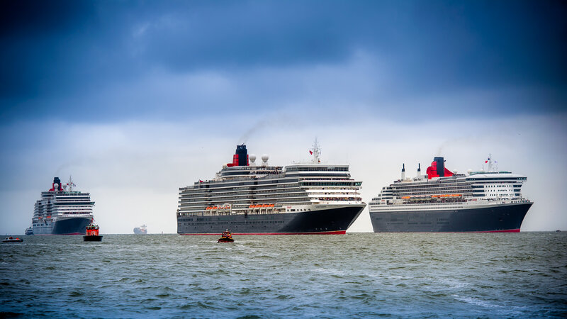 Three Cruise Ships at Sea