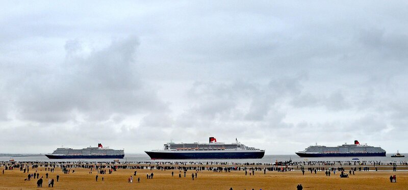 Three Cruise Ships on Beach