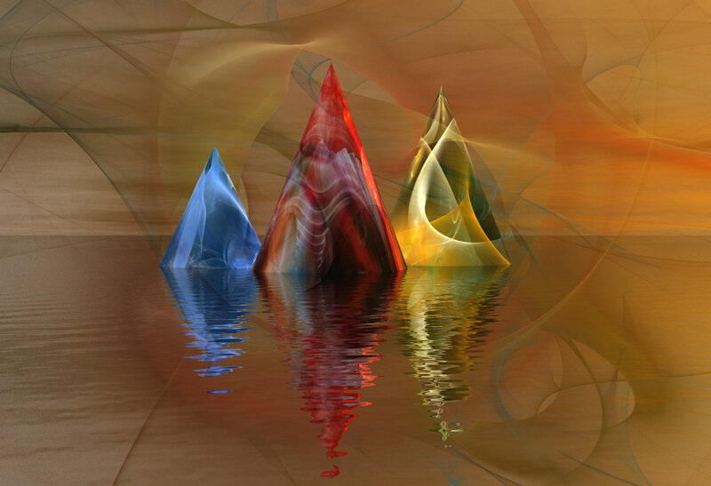 Three Crystal Pyramids