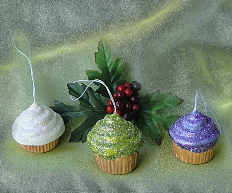 Three Cupcake Ornaments