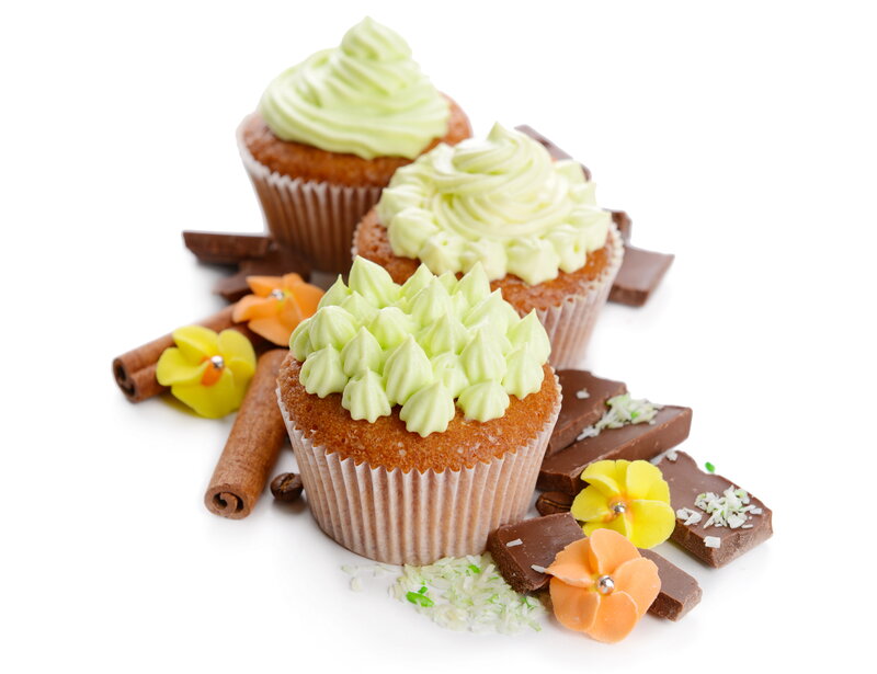 Three Cupcakes with Frosting — Brown