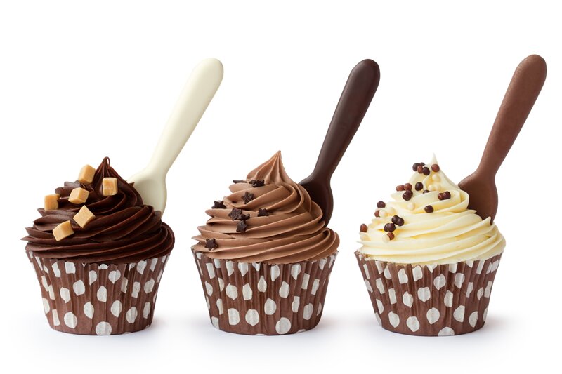 Three Cupcakes with Spoons