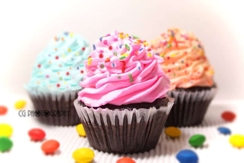 Three Cupcakes with Sprinkles