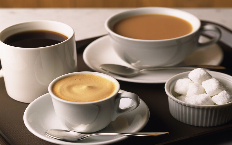 Three cups of coffee on tray