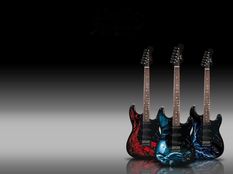 Three custom electric guitars