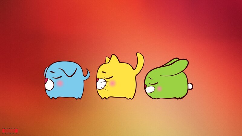 Three cute animals on a gradient background