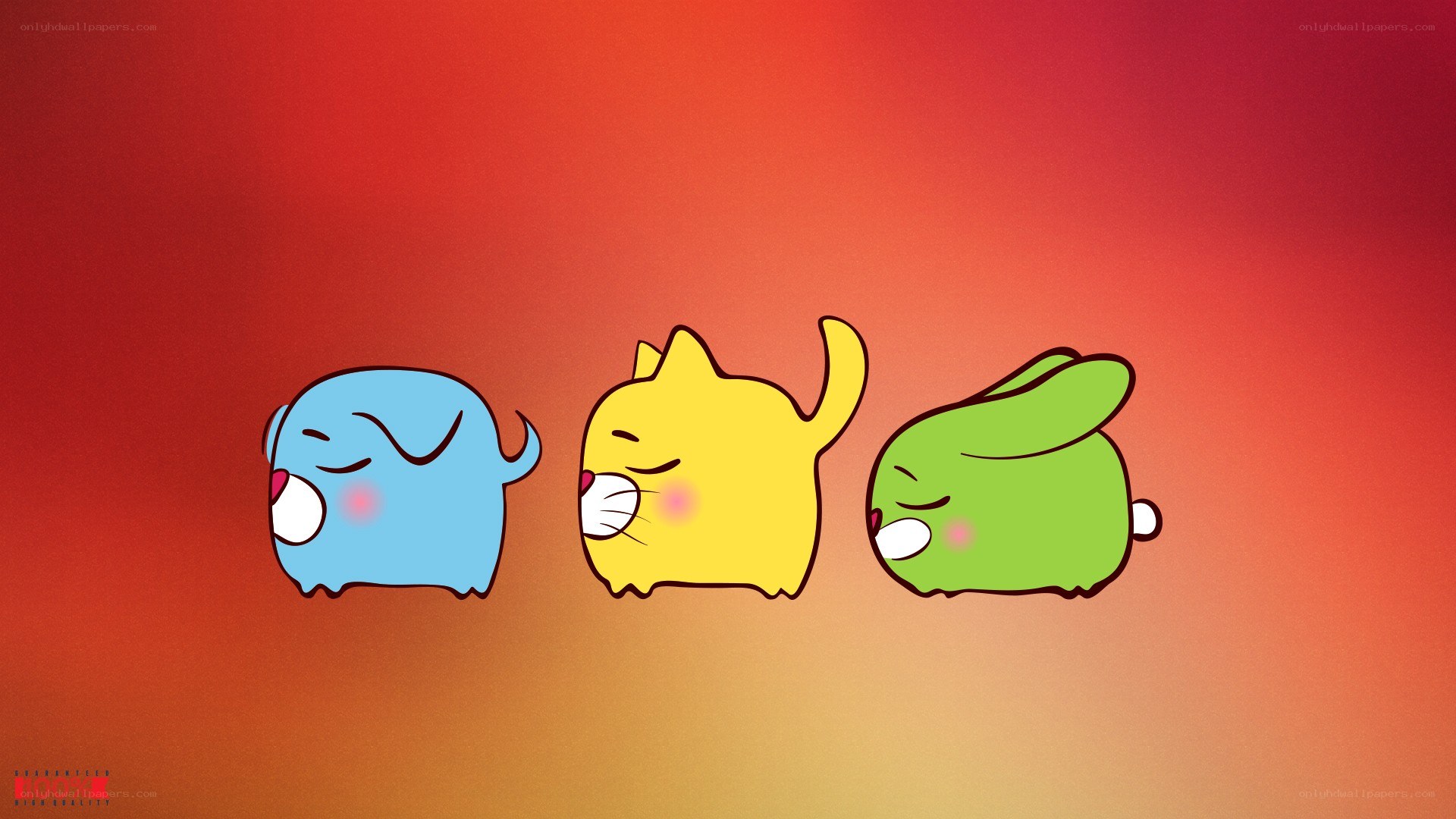 Three cute animals on a gradient background
