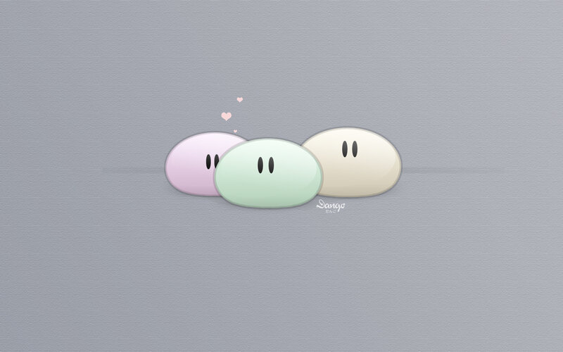three cute characters with hearts