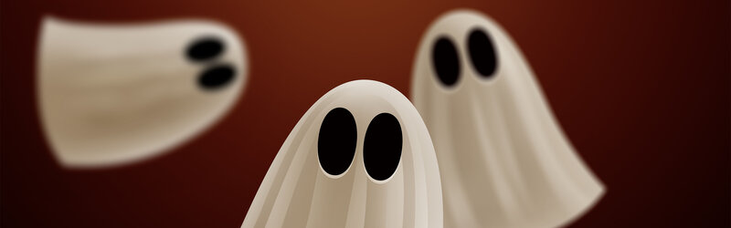 three cute ghosts floating