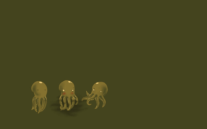 Three cute octopuses