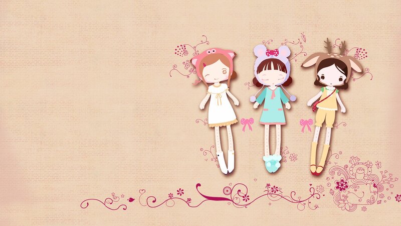 three cute paper dolls