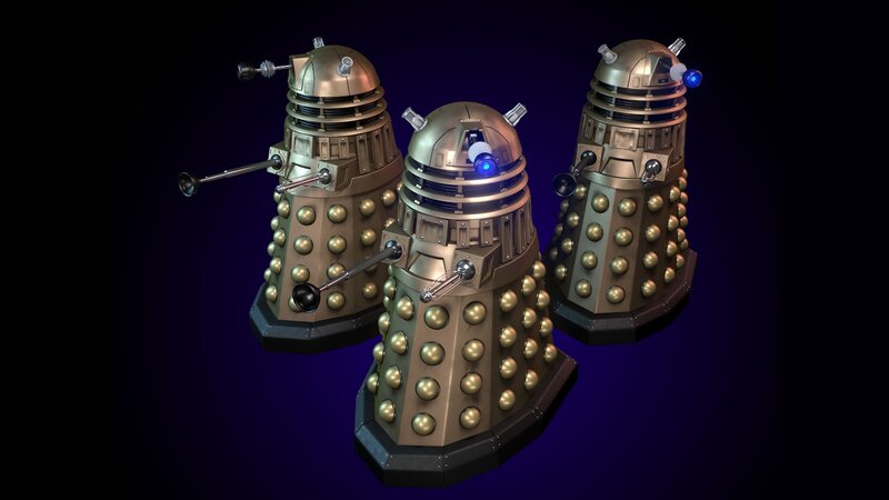 Three Dalek Robots — Gold