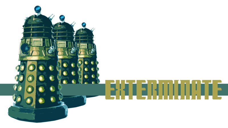 Three Dalek Robots — Green