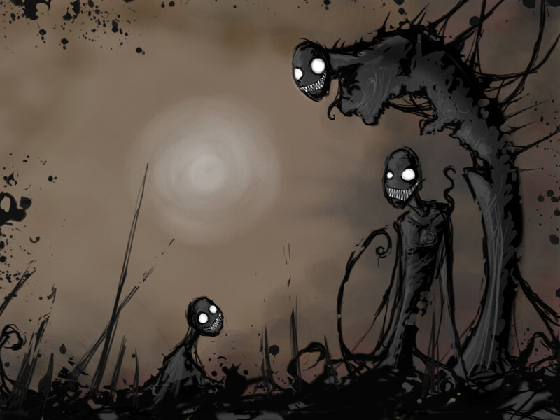 Three Dark Creatures — Black, Eerie, Ominous