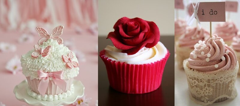 Three Decorated Cupcakes — Pink, Festive