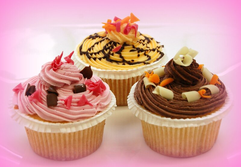 Three Decorated Cupcakes — Pink