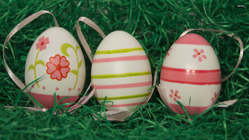 Three Decorated Easter Eggs — Green