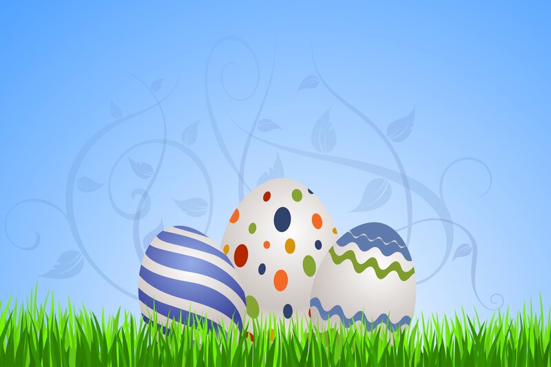 Three Decorated Eggs — Blue