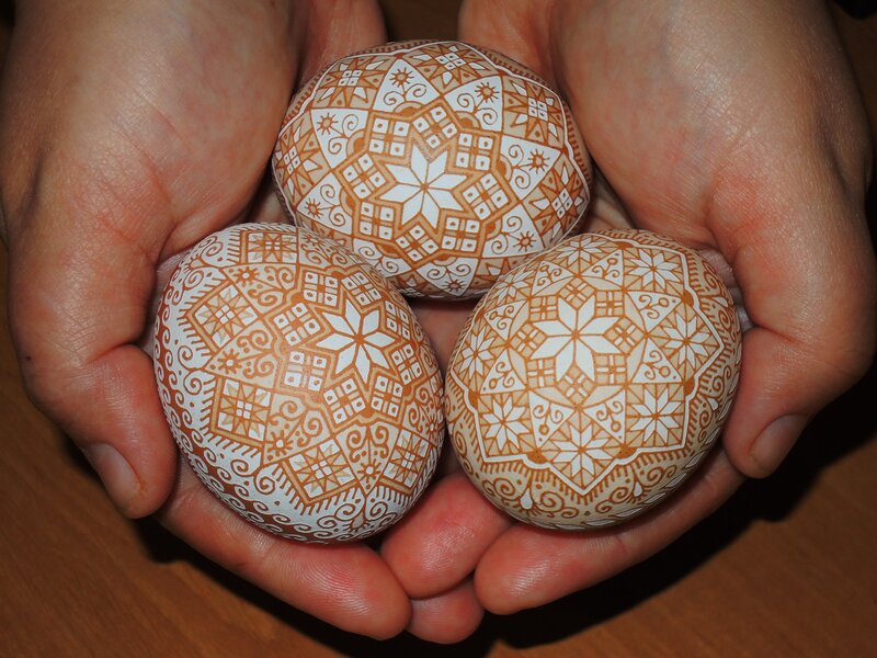 Three Decorated Eggs — Brown