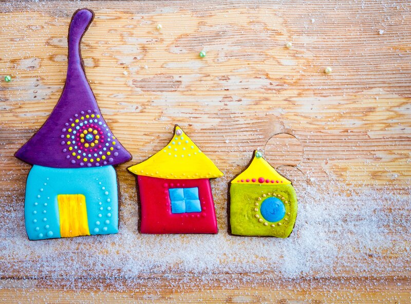 Three Decorated Gingerbread Houses