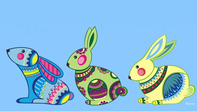 Three Decorated Rabbits