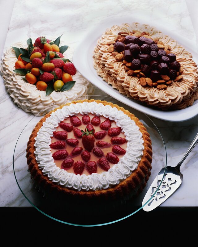 Three decorative desserts