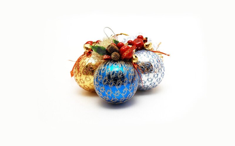 Three Decorative Ornaments — Blue