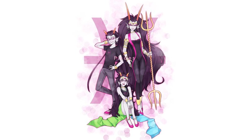 three demon characters pose together