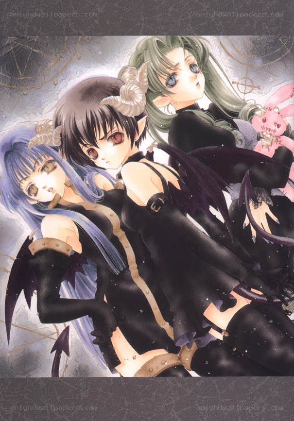 three demon girls in black