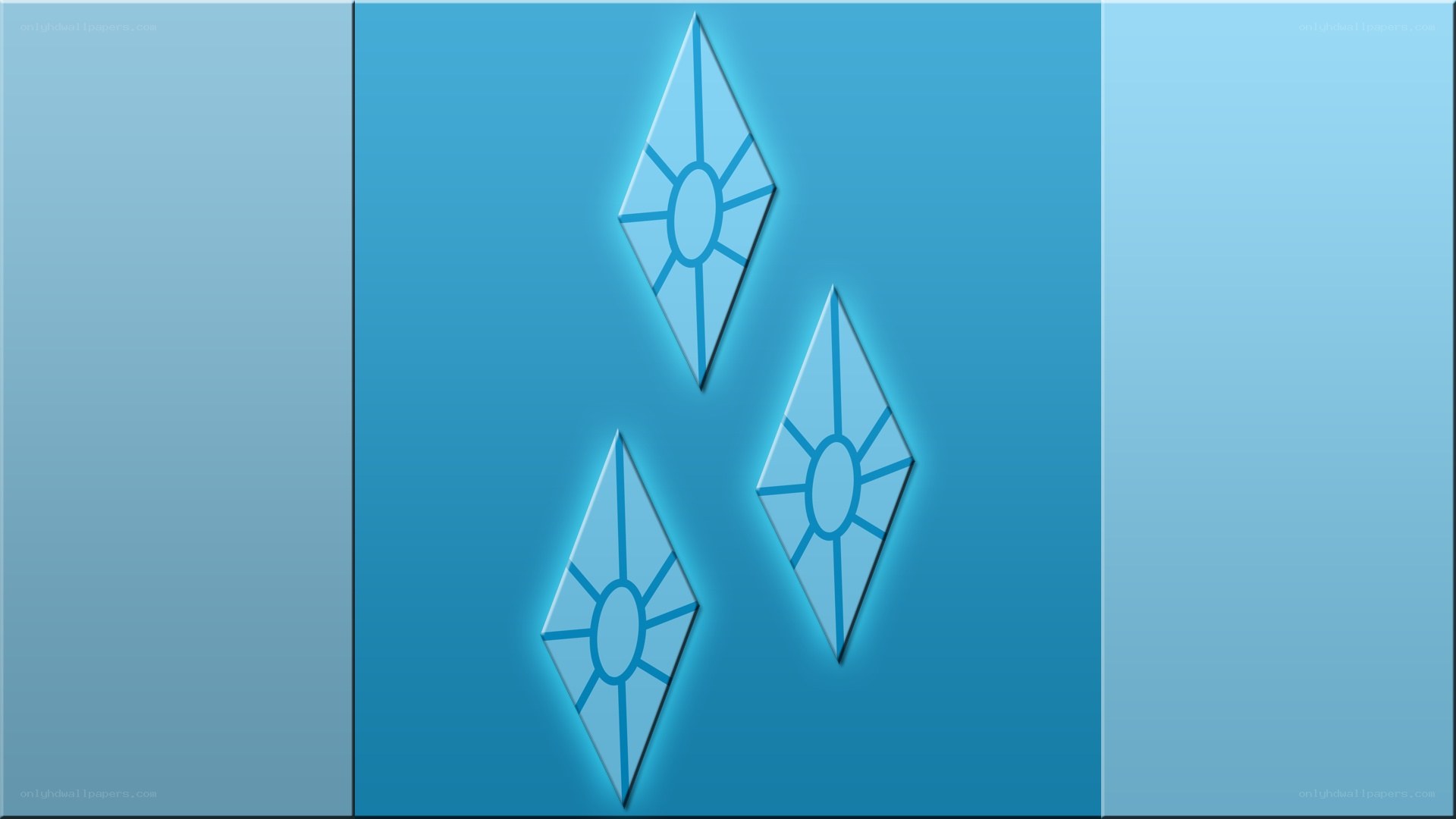 three diamond symbols on blue