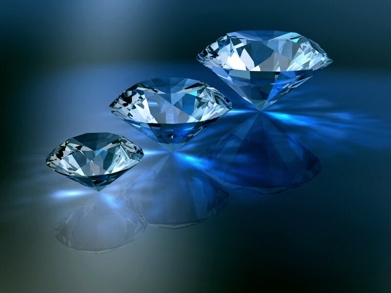 Three Diamonds on Reflective Surface