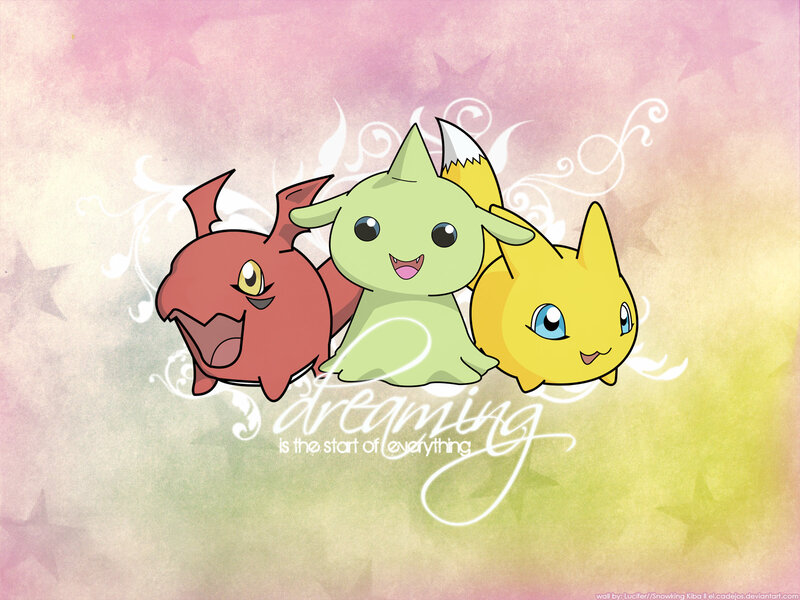 three digimon characters