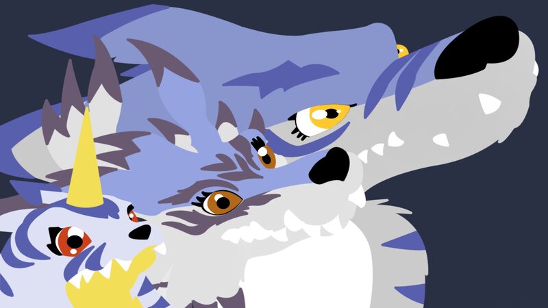 Three Digital Wolves