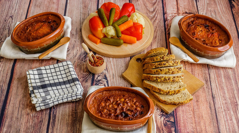 Three Dishes on Table