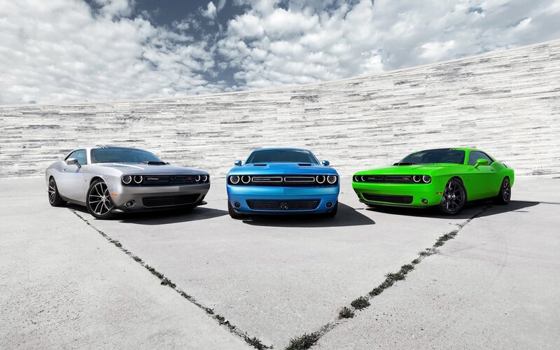 Three Dodge Challengers — Silver