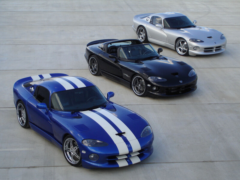 Three Dodge Viper sports cars