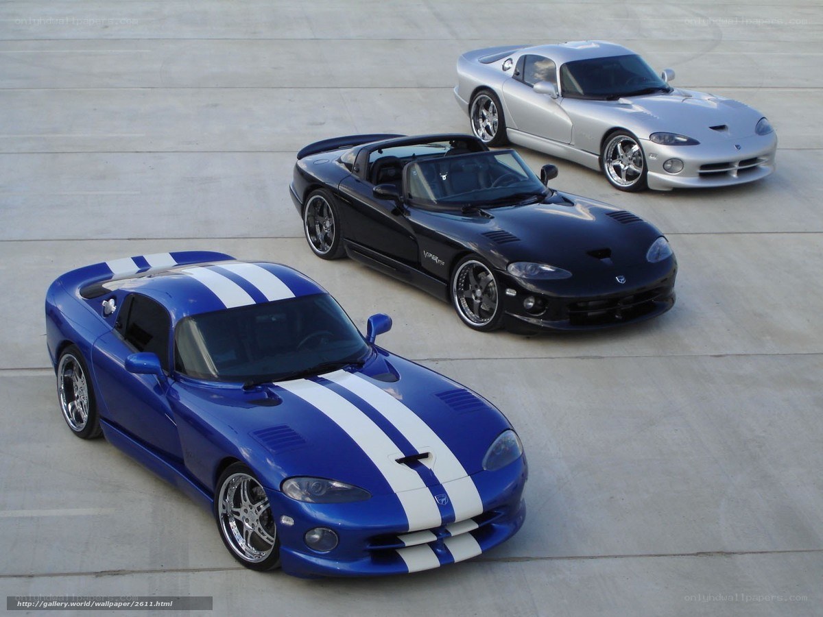 Three Dodge Viper sports cars
