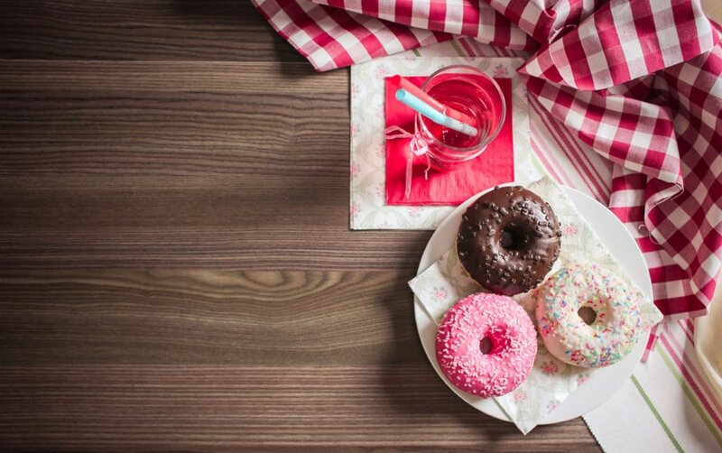 Three Donuts on Plate — Brown